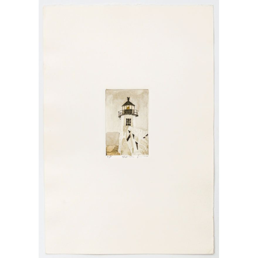 Liza Jones ''Lighthouse'' Pencil Signed Artist's Proof Etching Sheet 11''x7.5''
