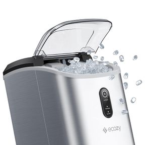 ECOZY NUGGET ICE MAKER COUNTERTOP - CHEWABLE PELLET ICE CUBES, 33 LBS DAILY OUTPUT, STAINLESS STEEL HOUSING, SELF-CLEANING ICE MAC
