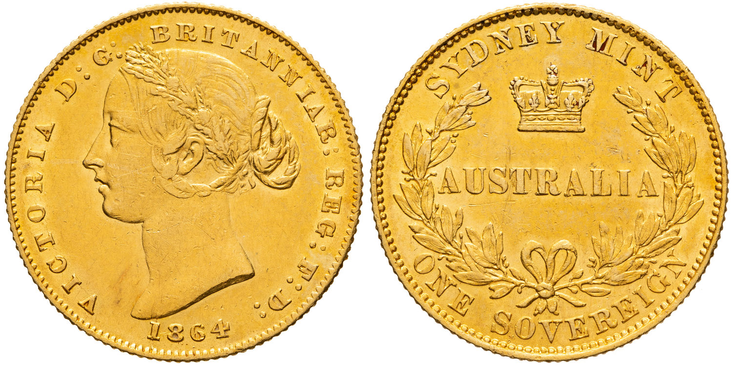 Victoria, Sydney Mint Reverse - Type II, Sovereign, 1864, gVF