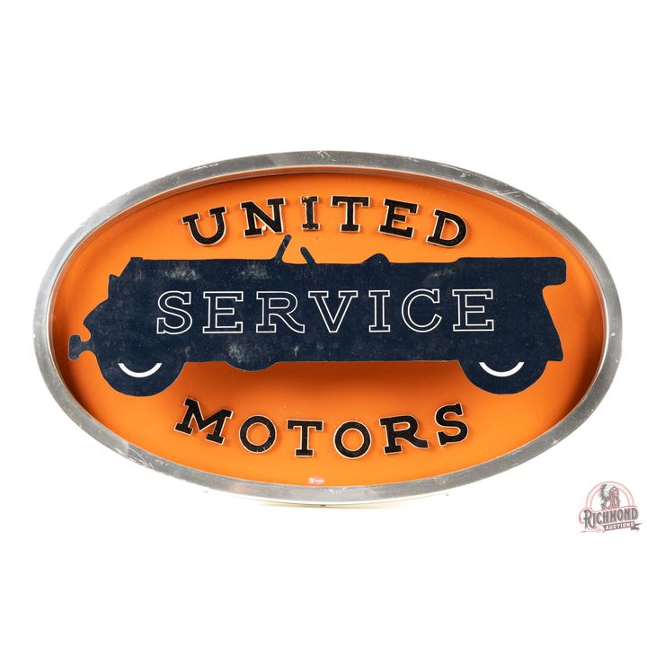 NOS United Motors Service Lighted 3-D Masonite Sign & Original Box