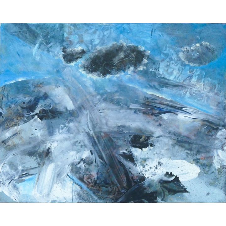 Neil Meitzler ''Landscape in Grey and Blue'' Casein on Canvas