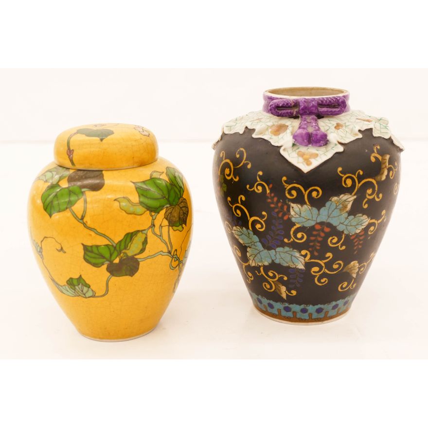 2pc Japanese Meiji Totai Shippo Jars 4.75'' to 5.5''
