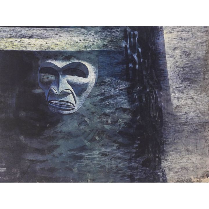 Carl Hall ''Ghost Mask'' 1975 Gouache