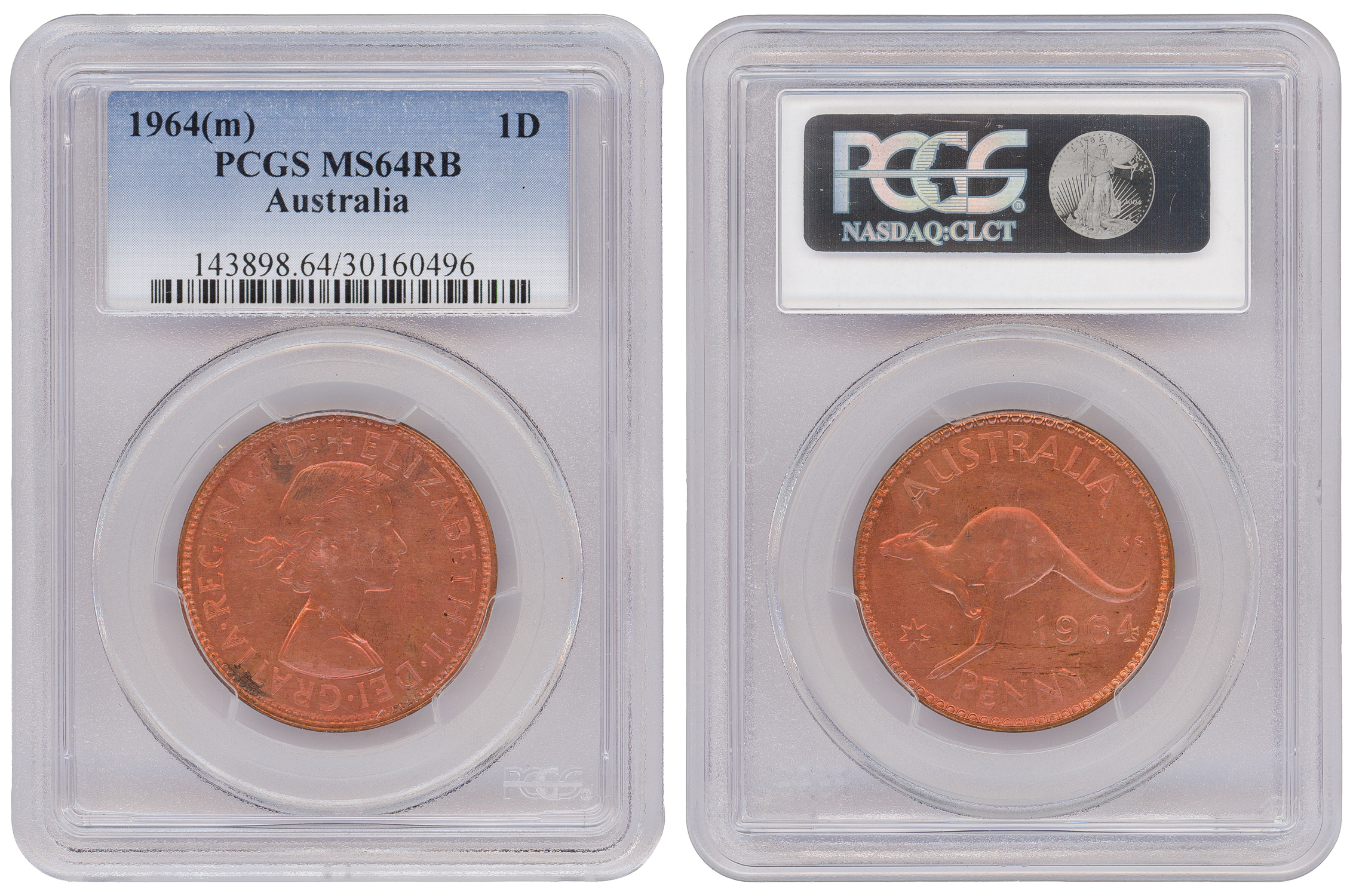 Elizabeth II, Penny, 1964 (m), PCGS MS64RB