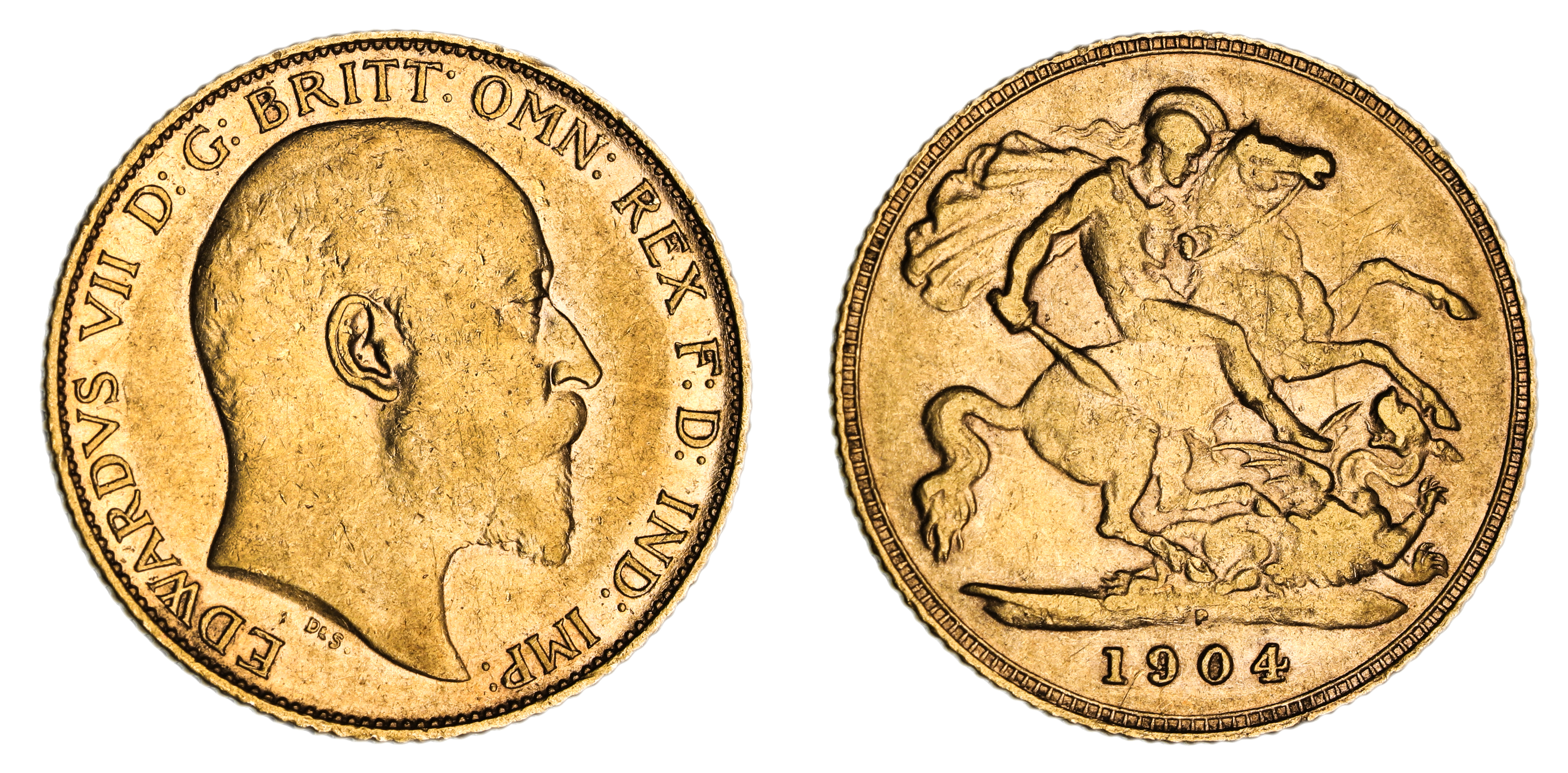 Edward VII, St. George Reverse - Perth Mint, Half Sovereign, 1904, VF