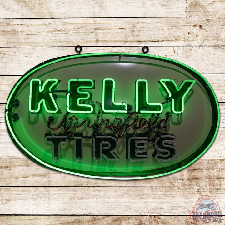 Kelly Springfield Tires SS Tin Sign w/ Flashing Neon
