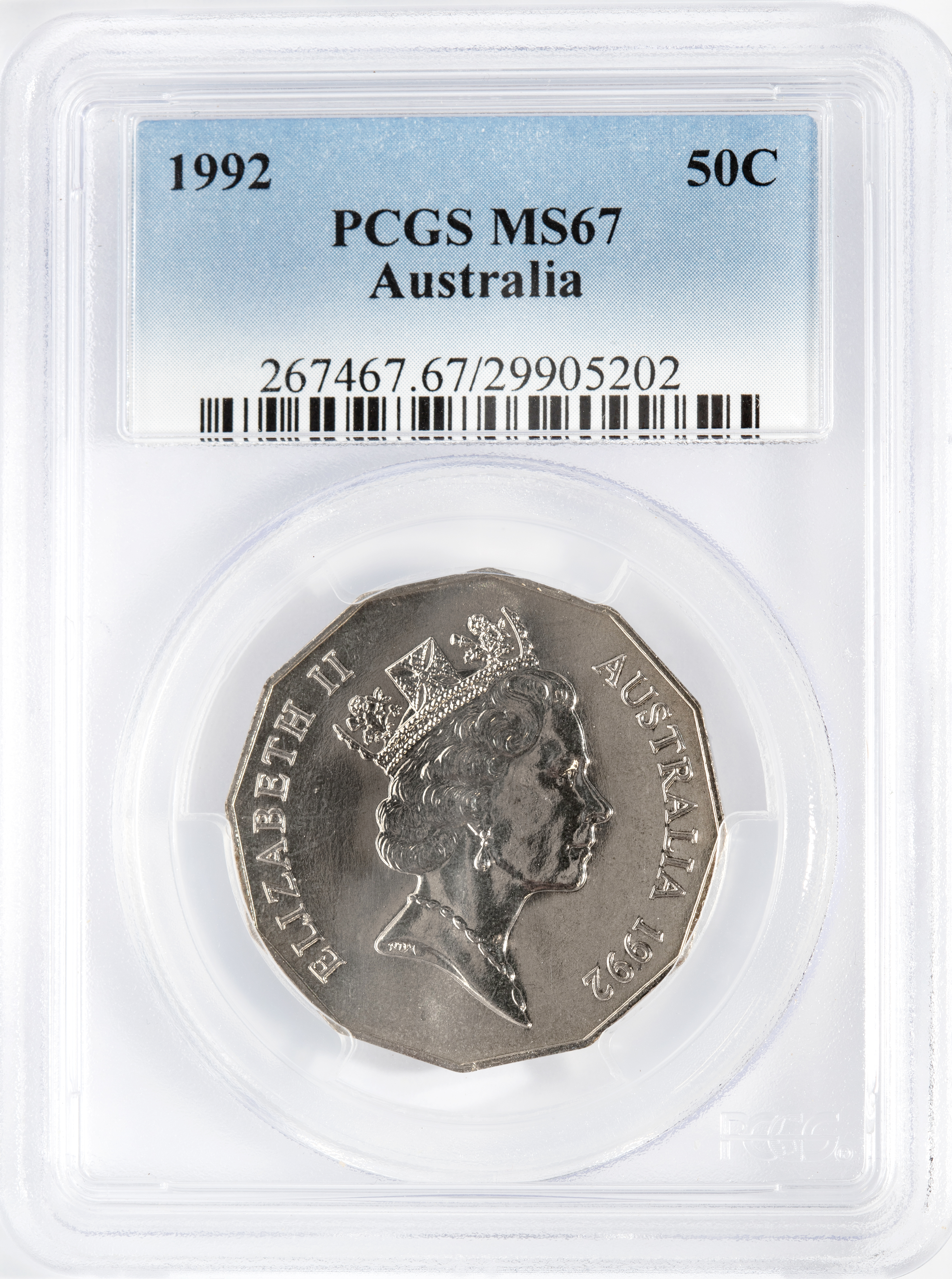 Fifty Cent, 1992, PCGS MS67