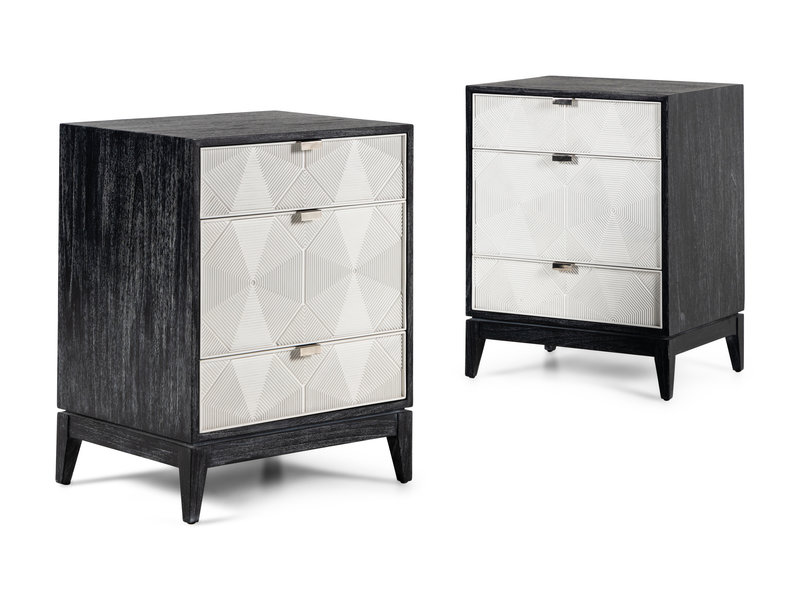 Pair of Bungalow 5 Borneo Three-Drawer Black Side Tables