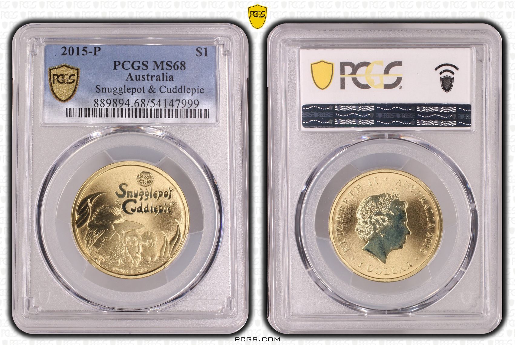 371 · Snugglepot & Cuddlepie, One Dollar, 2015-P, PCGS MS68
