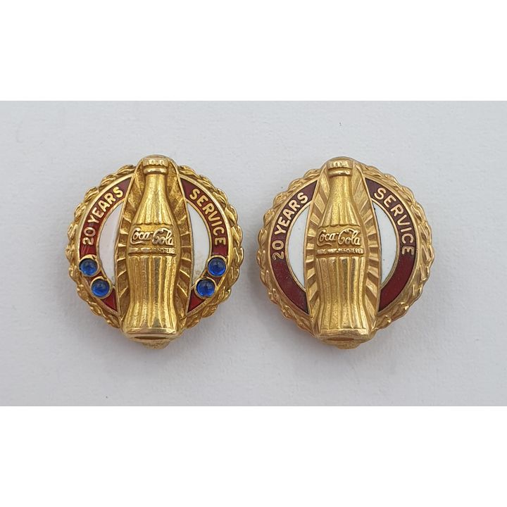 10ct Gold Coke Service Badges - 20 Years (x2)