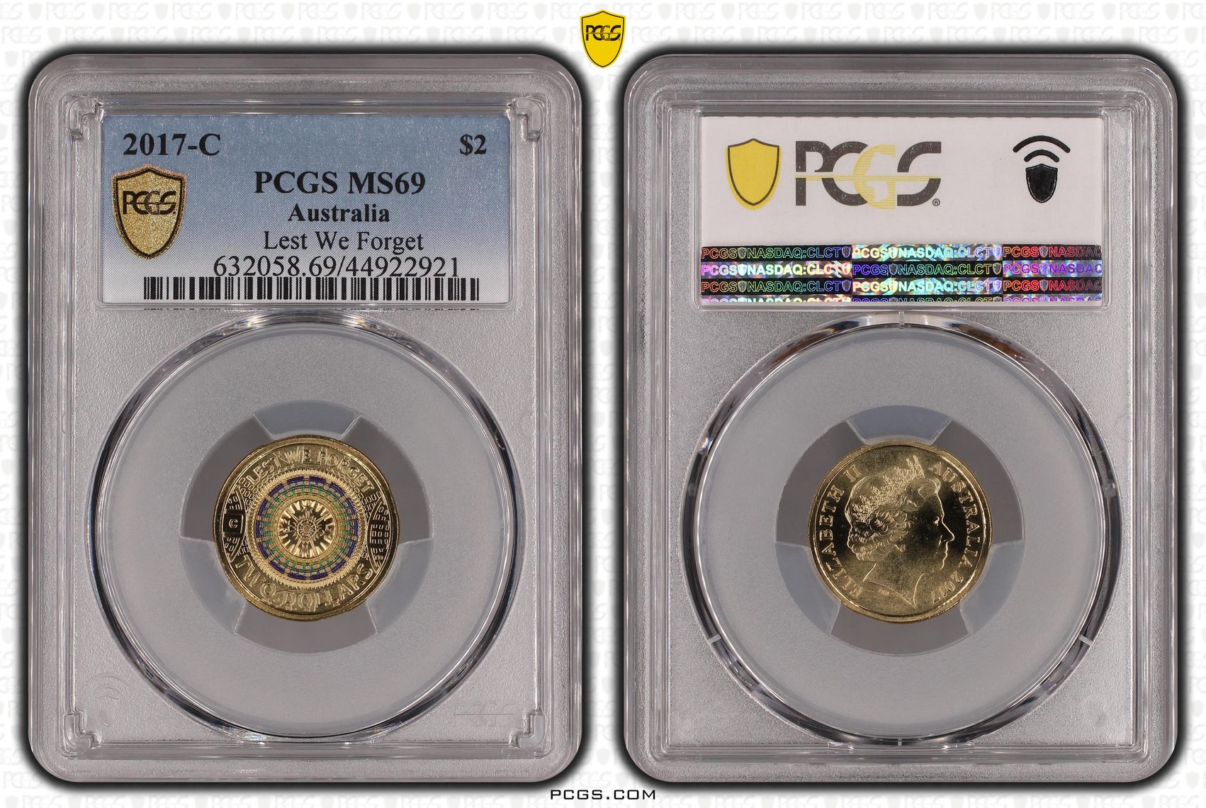 2017-C Australia Two Dollar, $2 Lest We Forget PCGS - MS69 -921