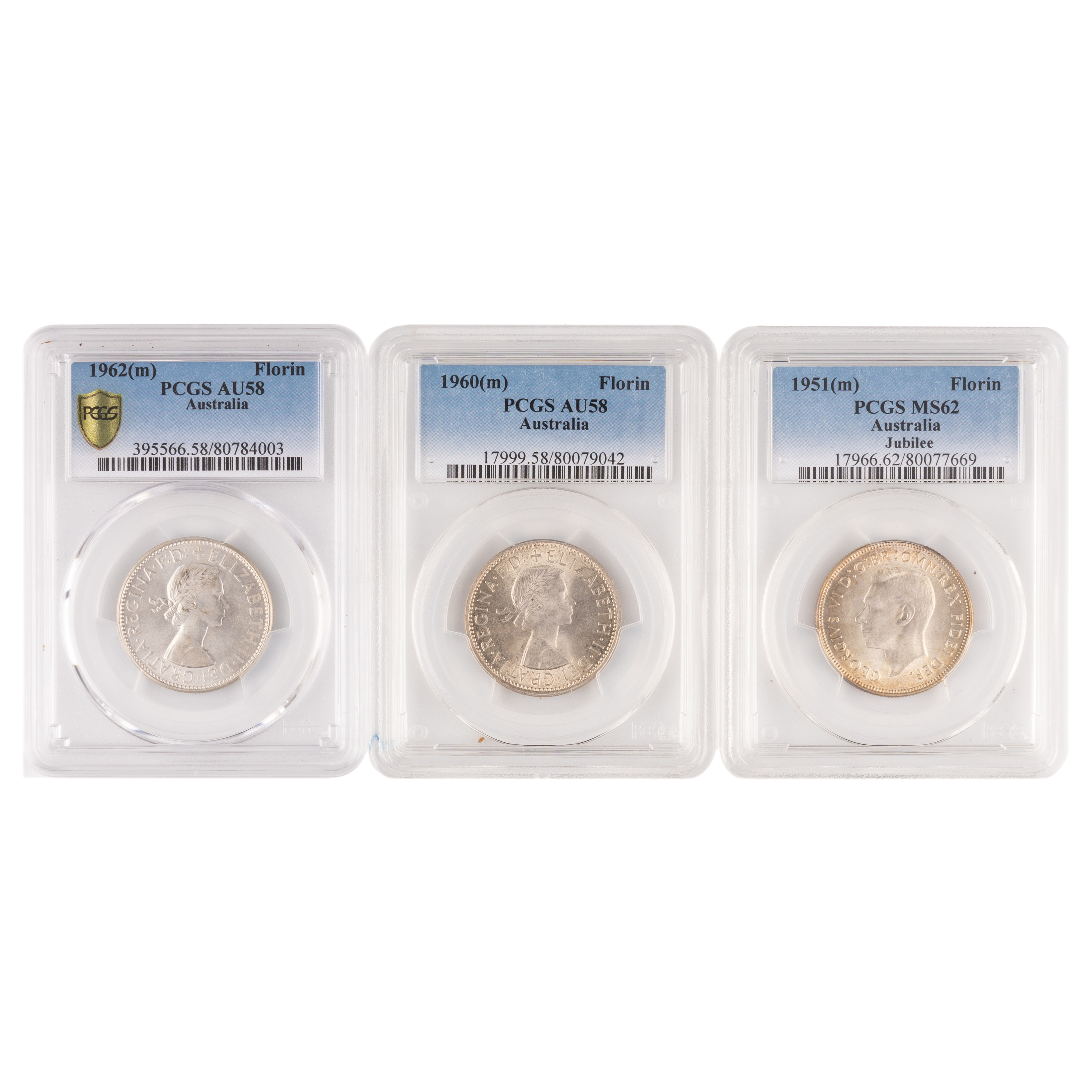 George VI - Elizabeth II, Florin, 1951 - 1962, PCGS AU58 - MS62