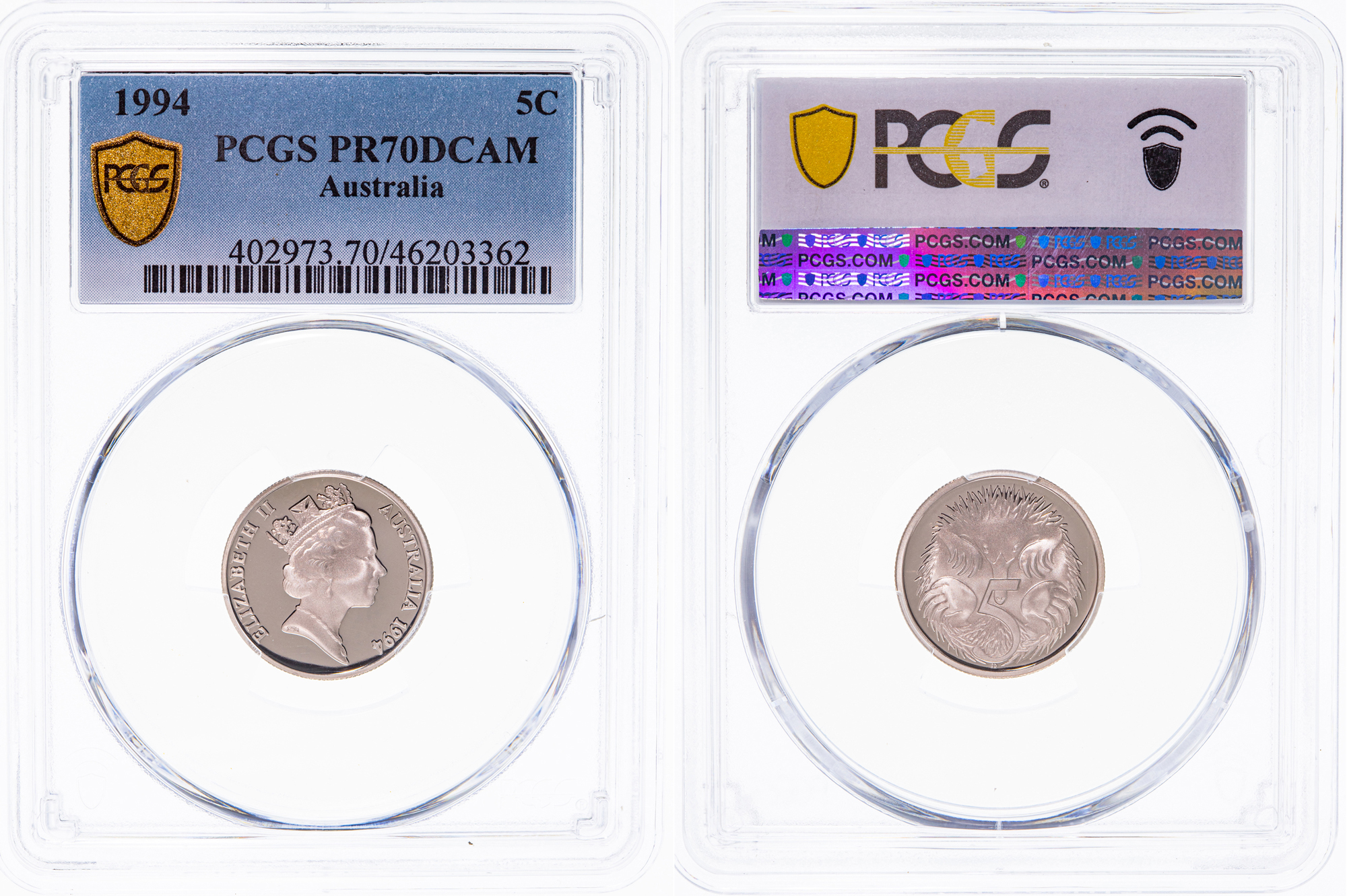 Elizabeth II, POP 22/0, Five Cent, 1994, PCGS PR70DCAM