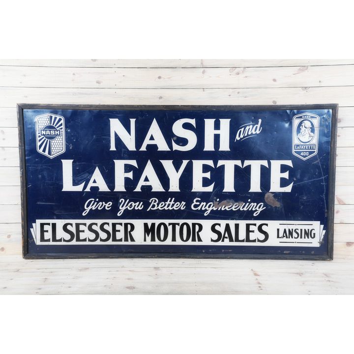 8' Nash & Lafayette Single Sided Wood Framed Metal Sign TAC 6.5
