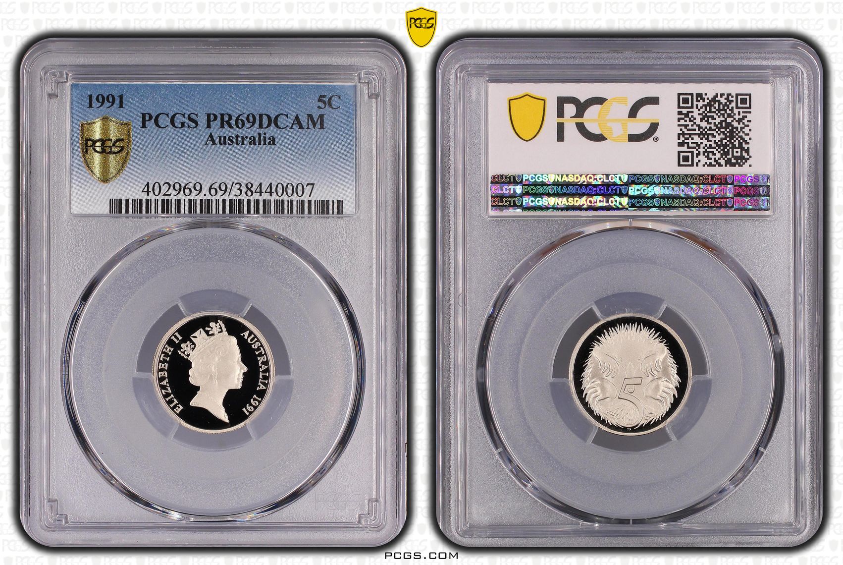 Elizabeth II, Five Cent, 1991, PCGS PR69DCAM