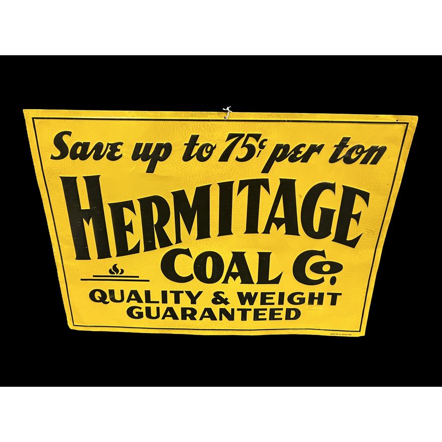Large NOS Hermitage Coal Tin Metal Sign