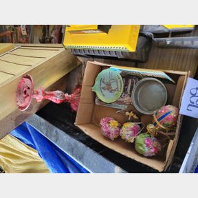Cast Aluminum candle holder, souvenir trays and egg trinket box