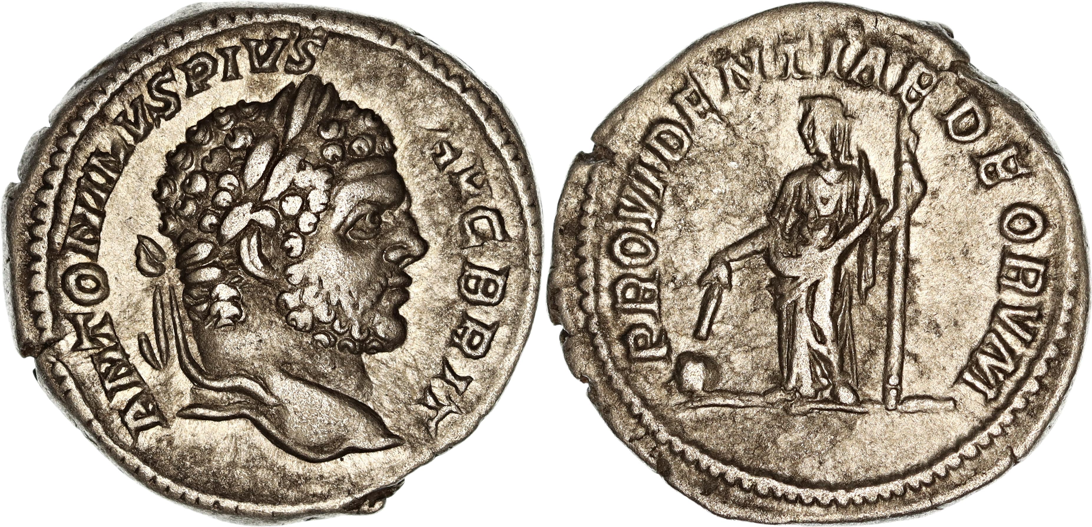 Roman Empire, Caracalla, Silver Denarius, 210 AD, VF