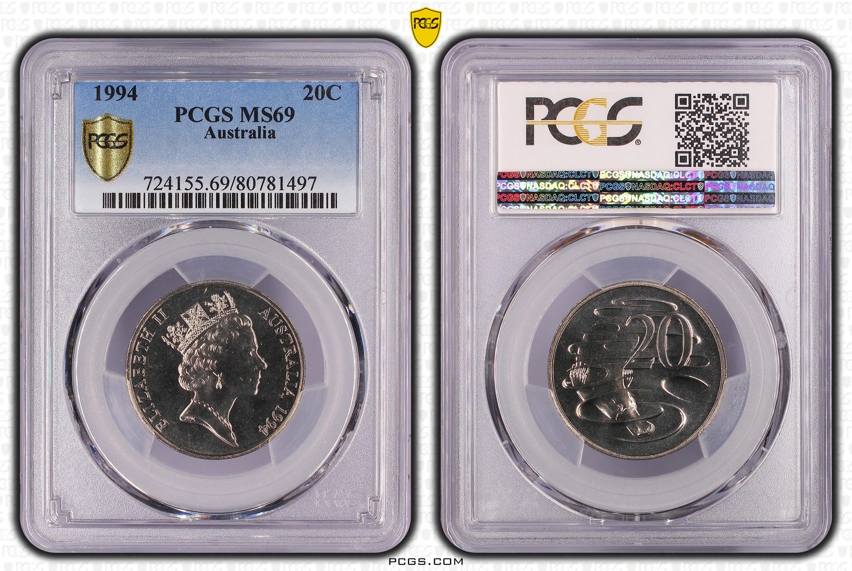 Twenty Cent, 1994, PCGS MS69