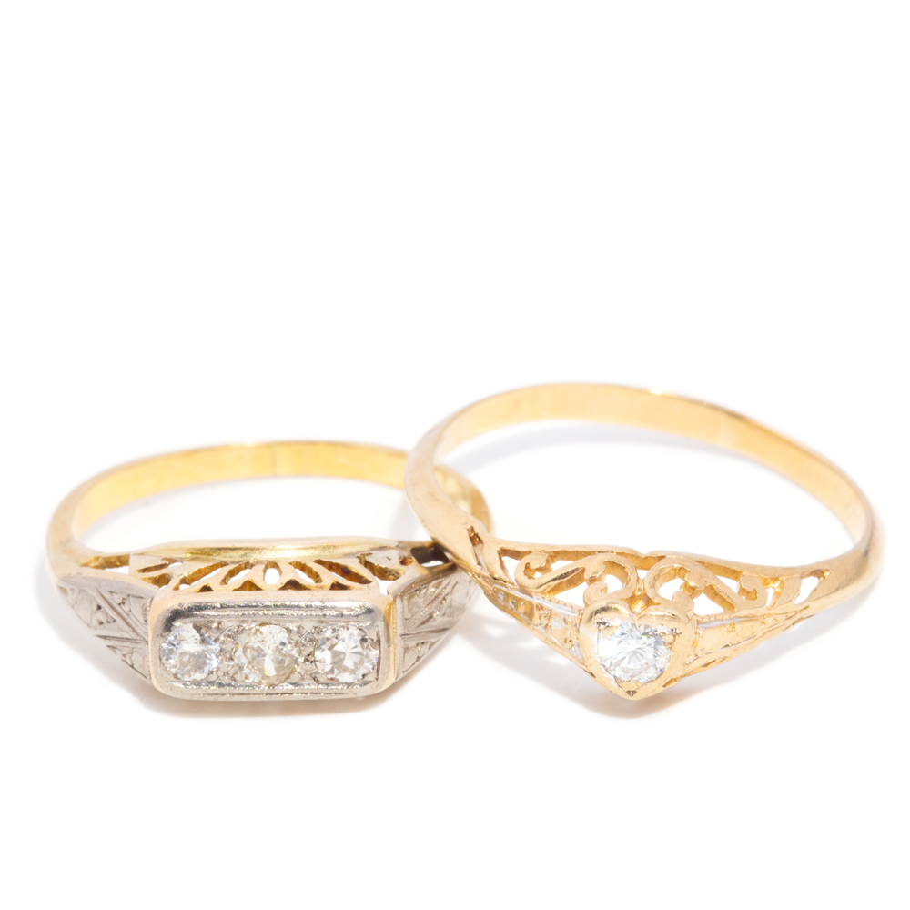 4 · Two Vintage Diamond Rings