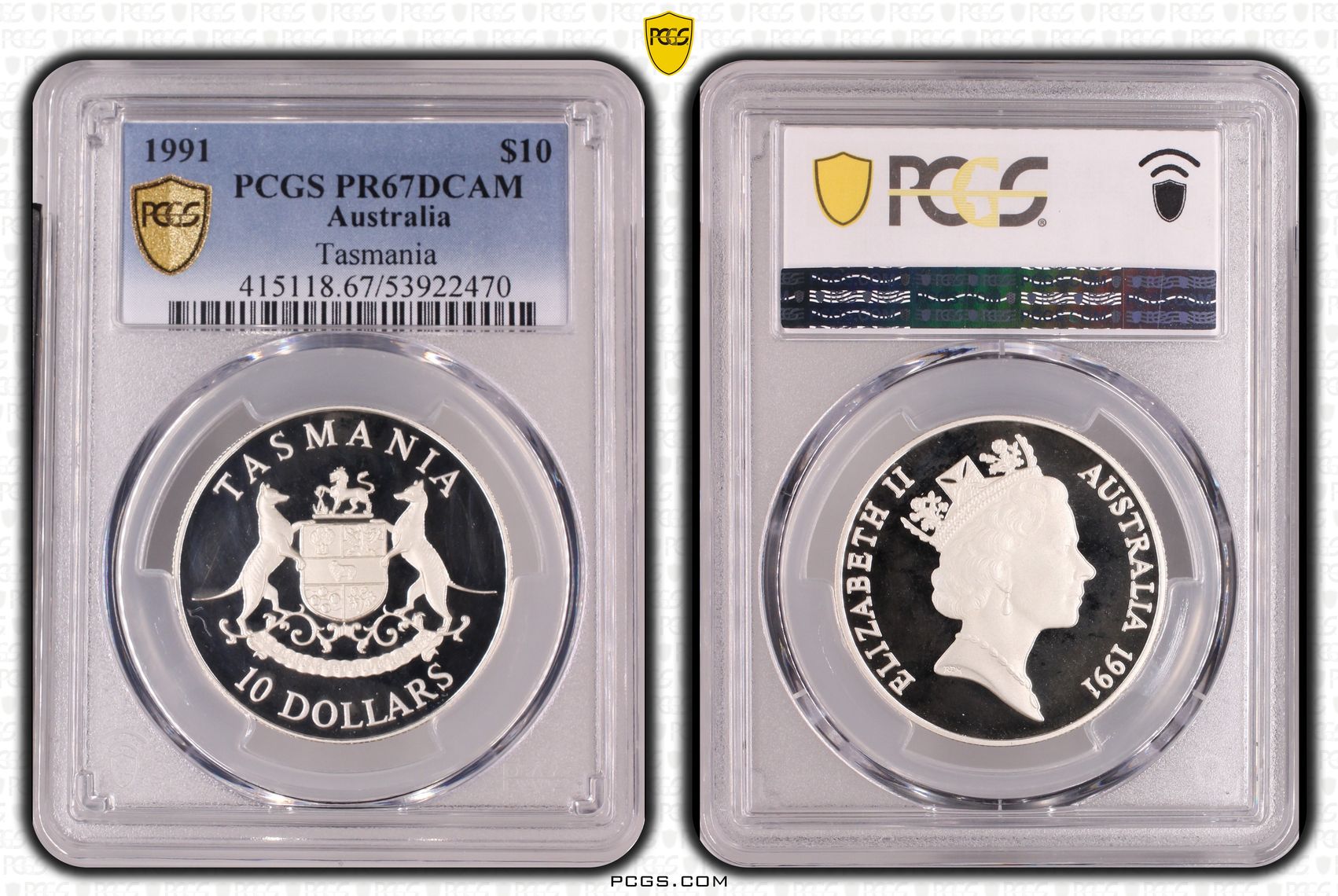 Tasmania, Ten Dollar, 1991, PCGS PR67DCAM
