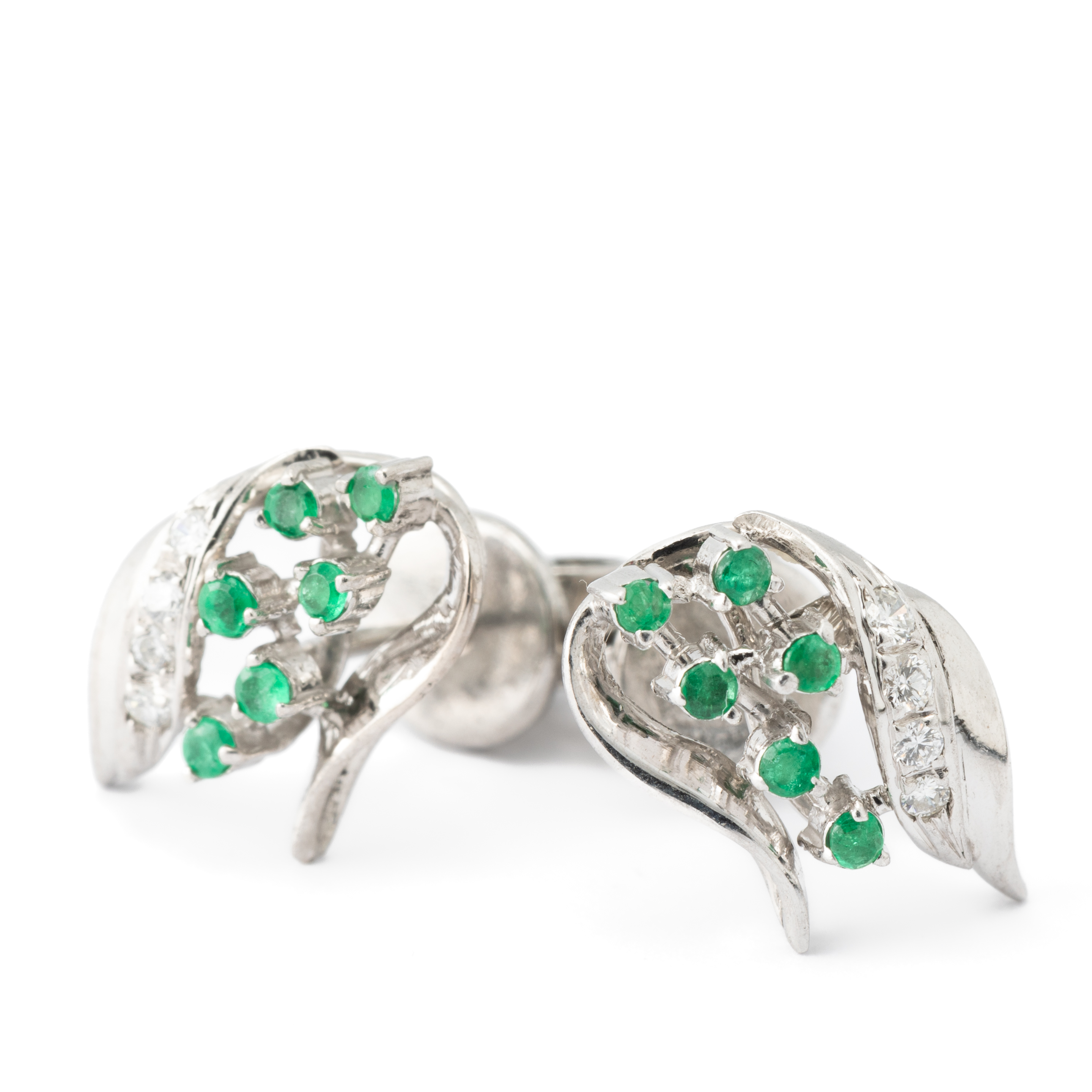 187 · Emerald & Diamond Silver Earrings