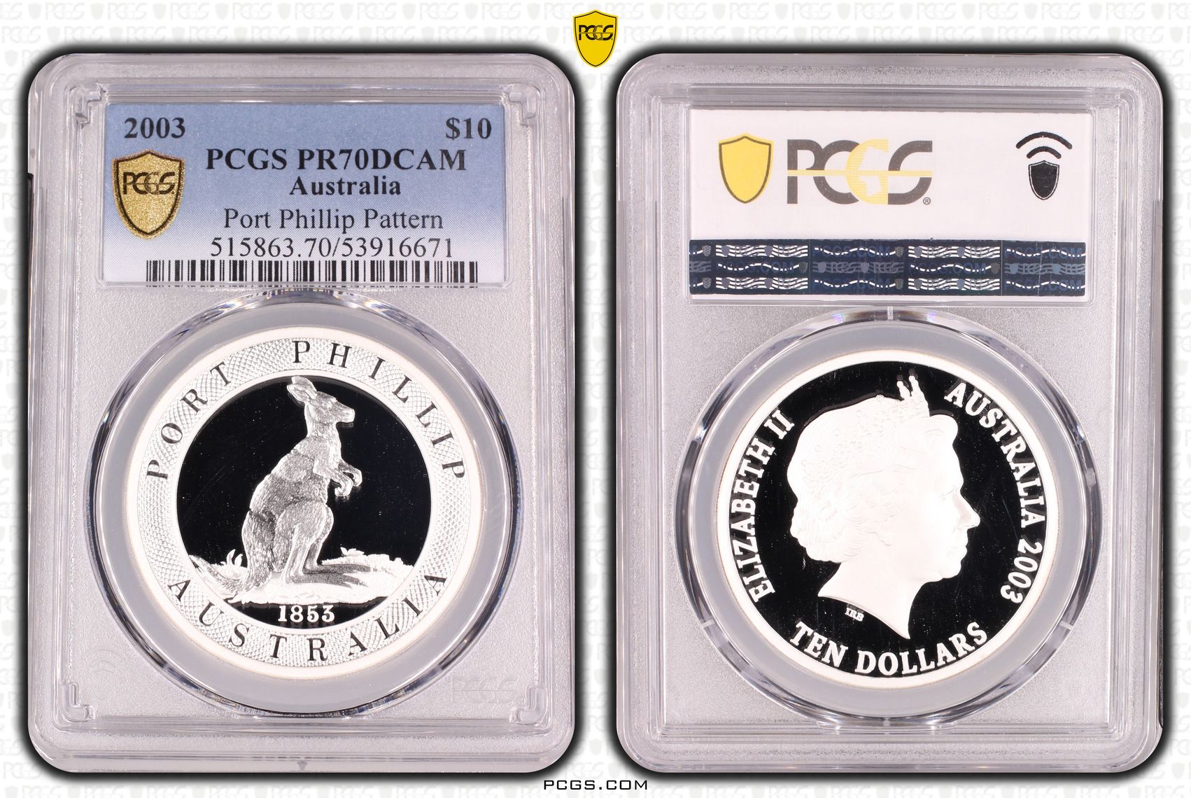 Port Phillip Pattern, Ten Dollar, 2003, PR70DCAM
