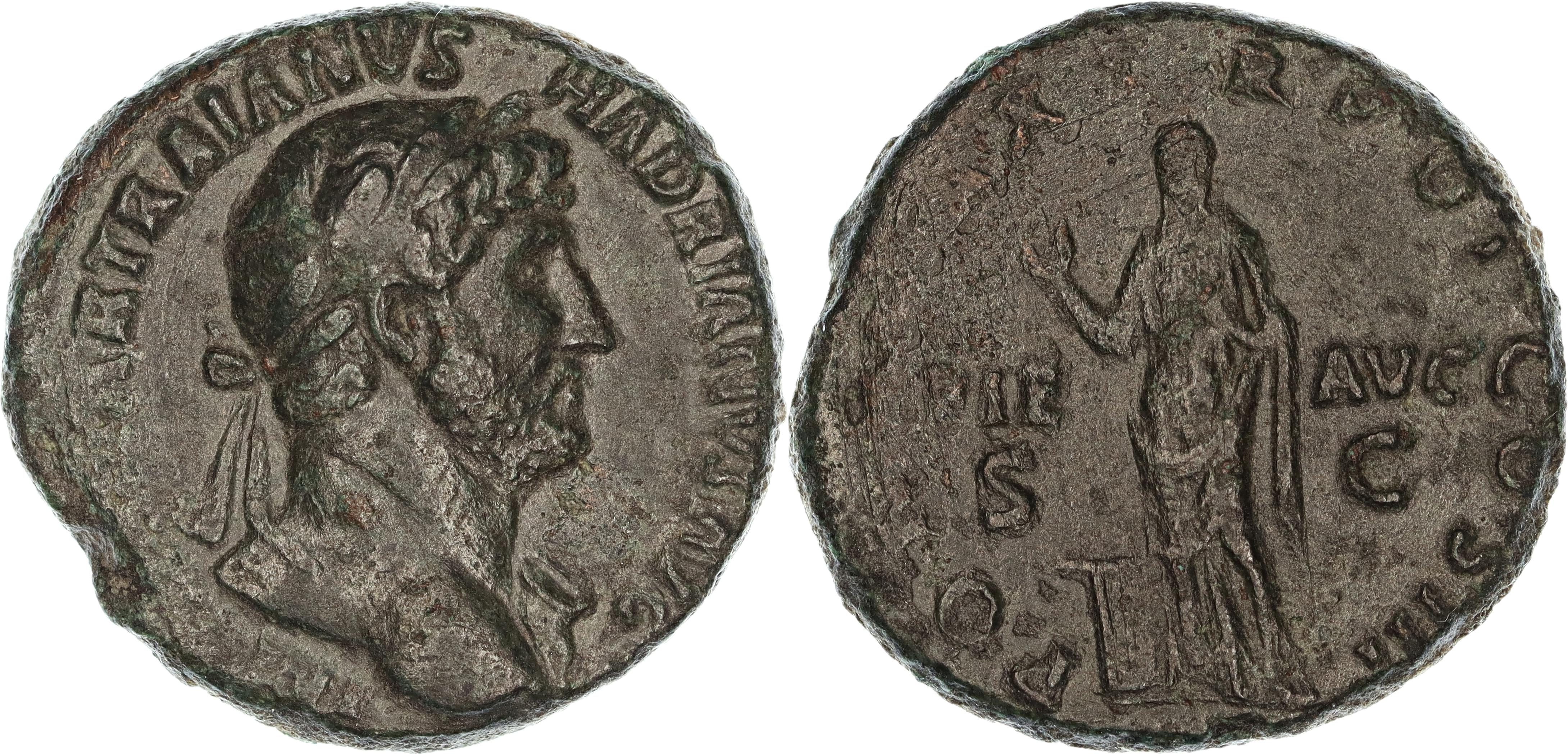 Roman Empire, Hadrian, Æ As, 119-122 AD, nVF