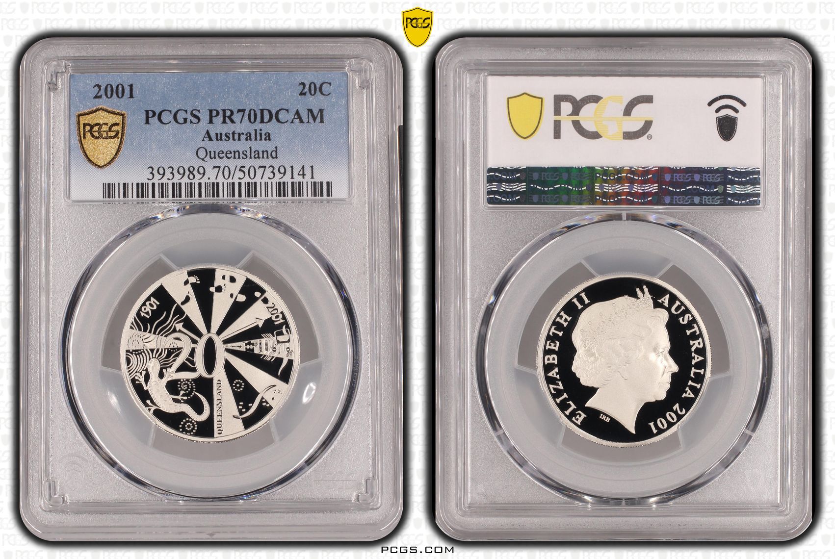 Queensland, Twenty Cent, 2001, PCGS PR70DCAM
