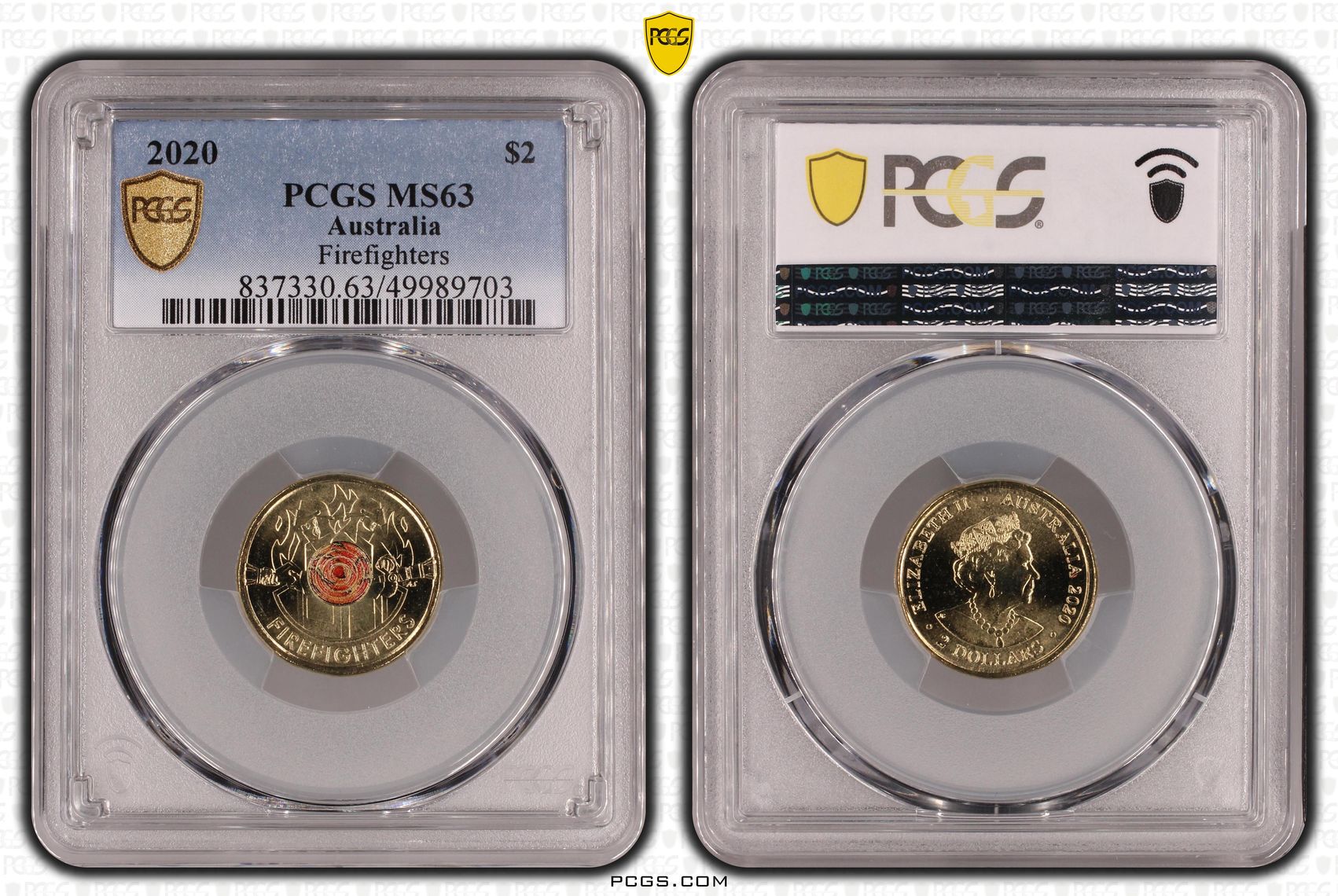 Firefighters Colourised, Two Dollar, 2020, PCGS MS63