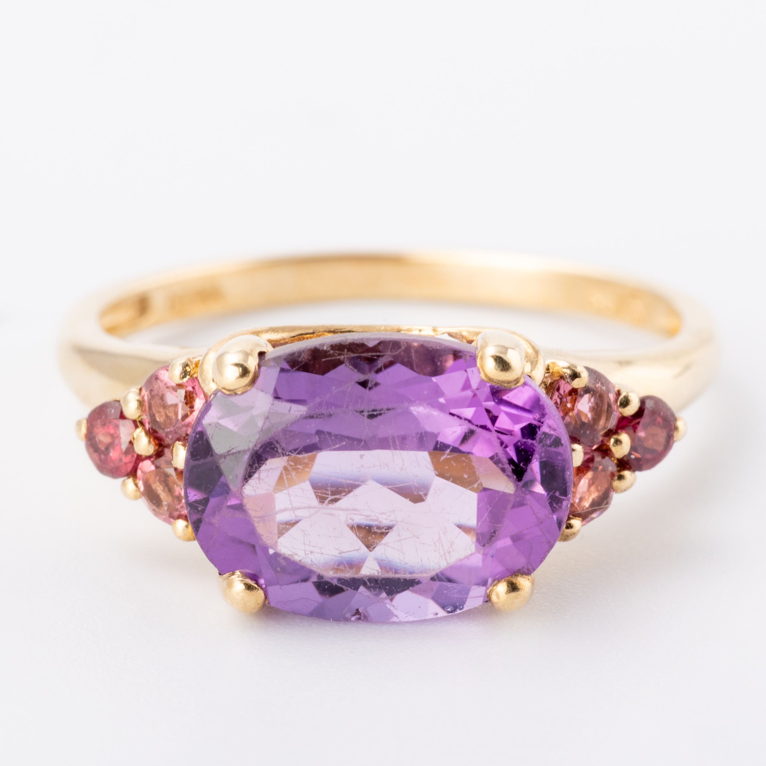 Amethyst & Garnet Tourmaline Ring 9ct Gold