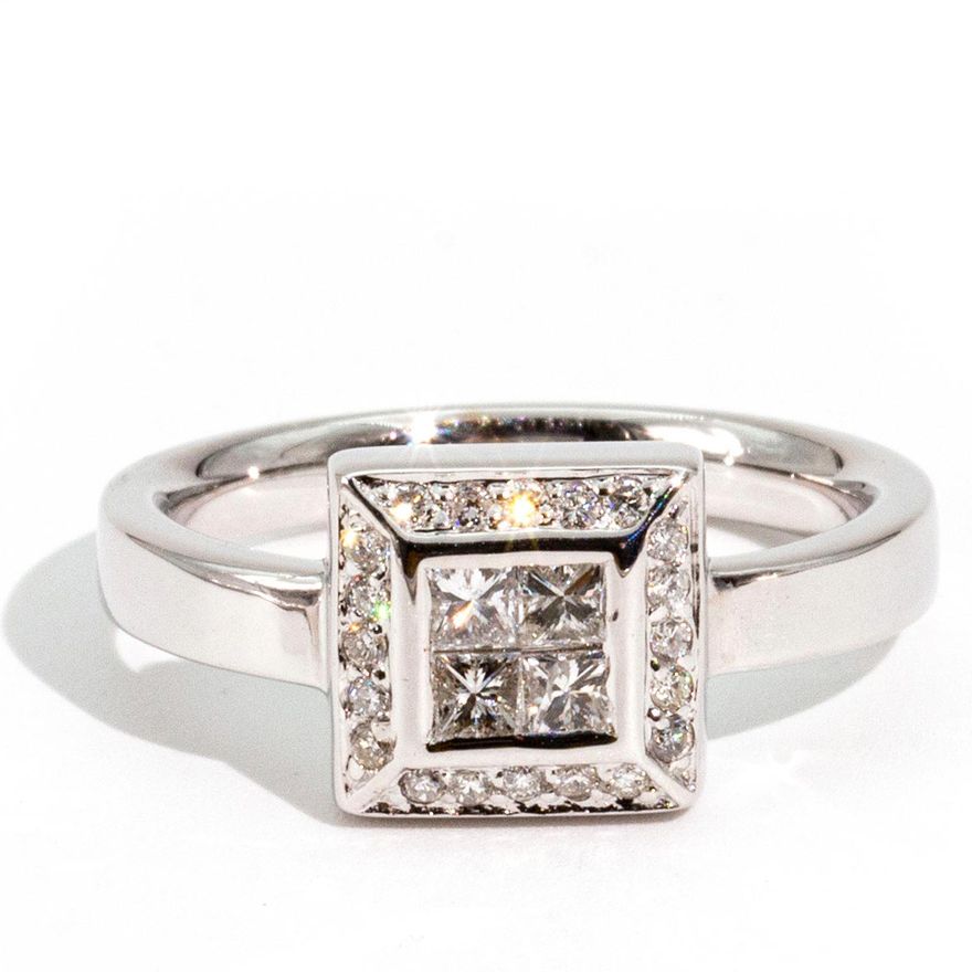 9 Carat White Gold Diamond Cluster Ring