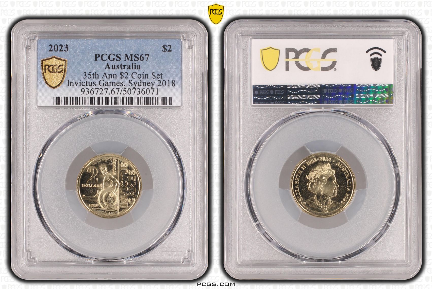 35th Ann $2 Coin SetInvictus Games, Sydney 2018 , Two Dollar, 2023, PCGS MS67