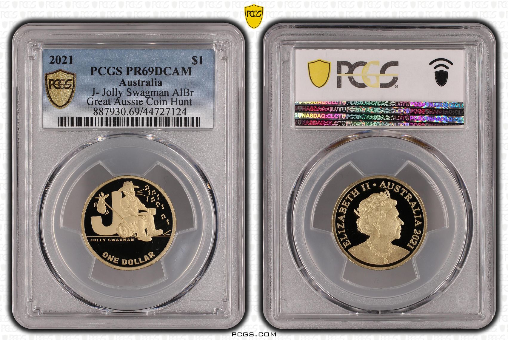 2021 Australia One Dollar, $1 Proof J- Jolly Swagman AlBr PCGS - PR69DCAM -124