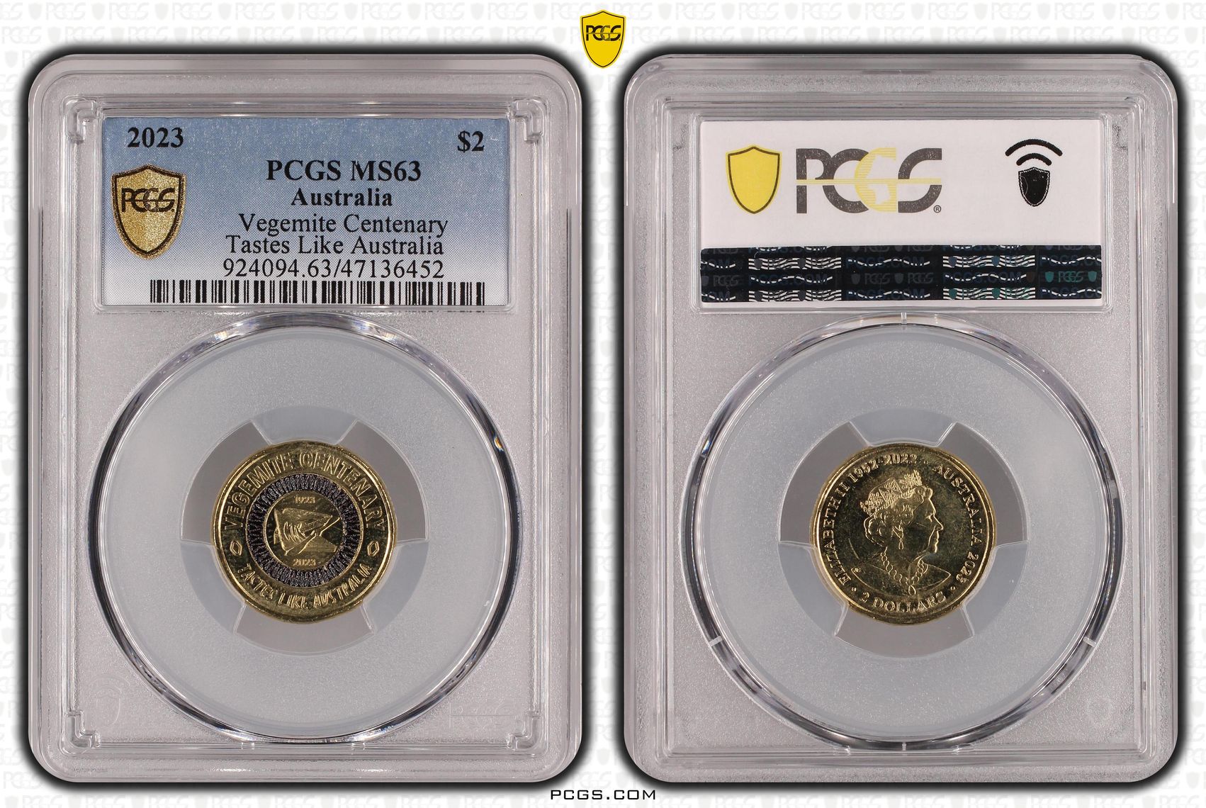 Elizabeth II, Vegemite Centenary - Tastes Like Australia, Two Dollar, 2023, PCGS MS63