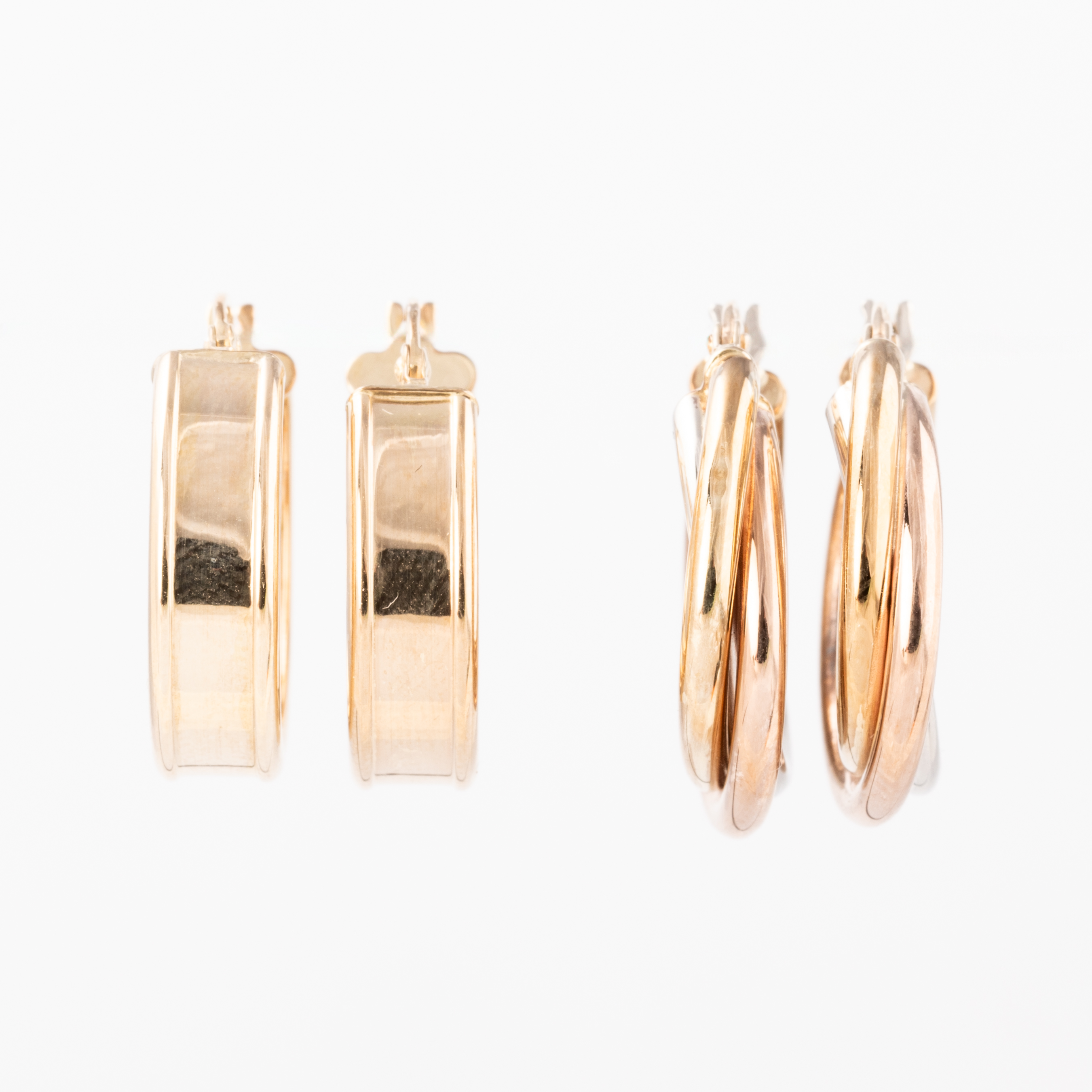 Two Pairs of Italian Hoop Earrings in 9ct Gold
