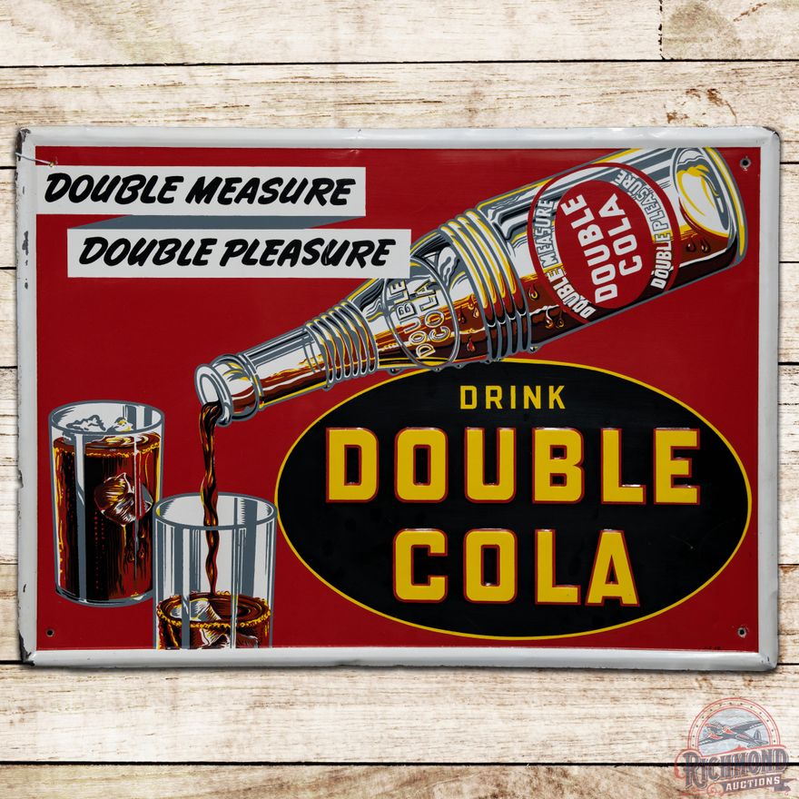 Drink Double Cola SST Sign w/ Bottle & Glasses - 8.5