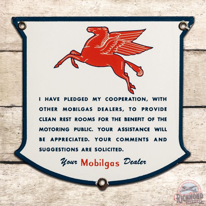 Mobilgas Rest Room Pledge SSP Shield Sign w/ Pegasus - 9