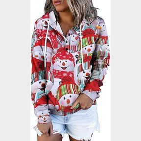 LOTUCY UGLY CHRISTMAS WOMEN SNOWMAN HOODIES SZ MED