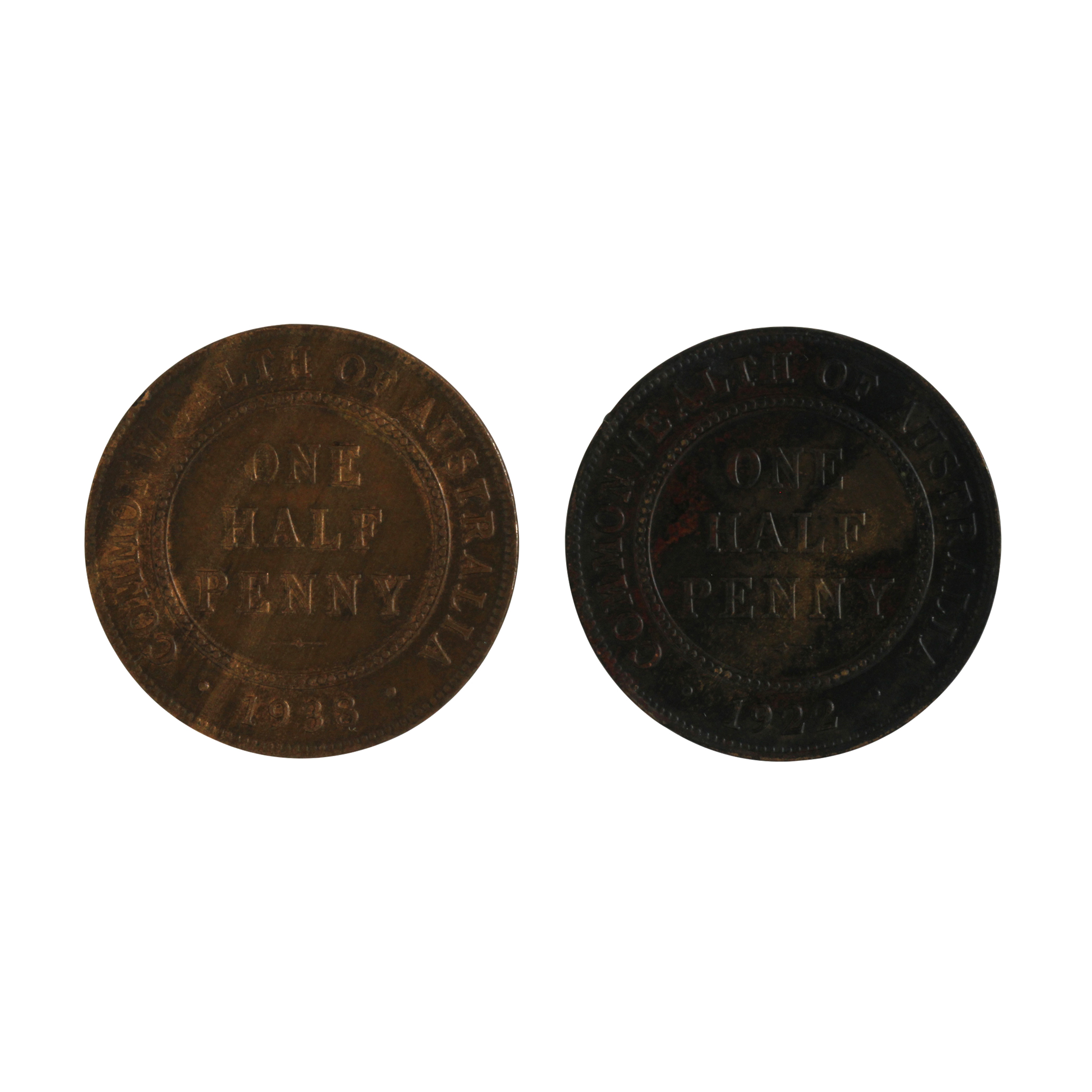 882. · George V, Half Penny, 1922 & 1938