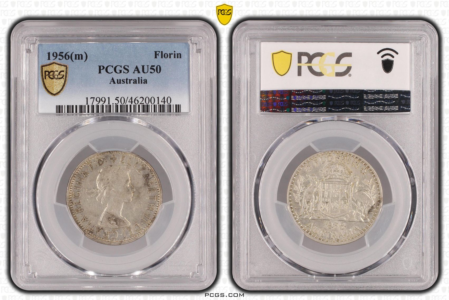 Florin, 1956(m), PCGS AU50