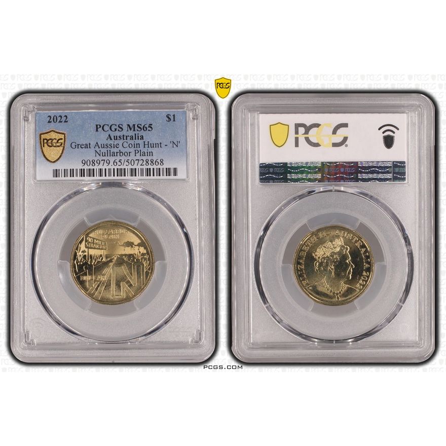 Great Aussie Coin Hunt - 'N', One Dollar, 2022, PCGS MS65