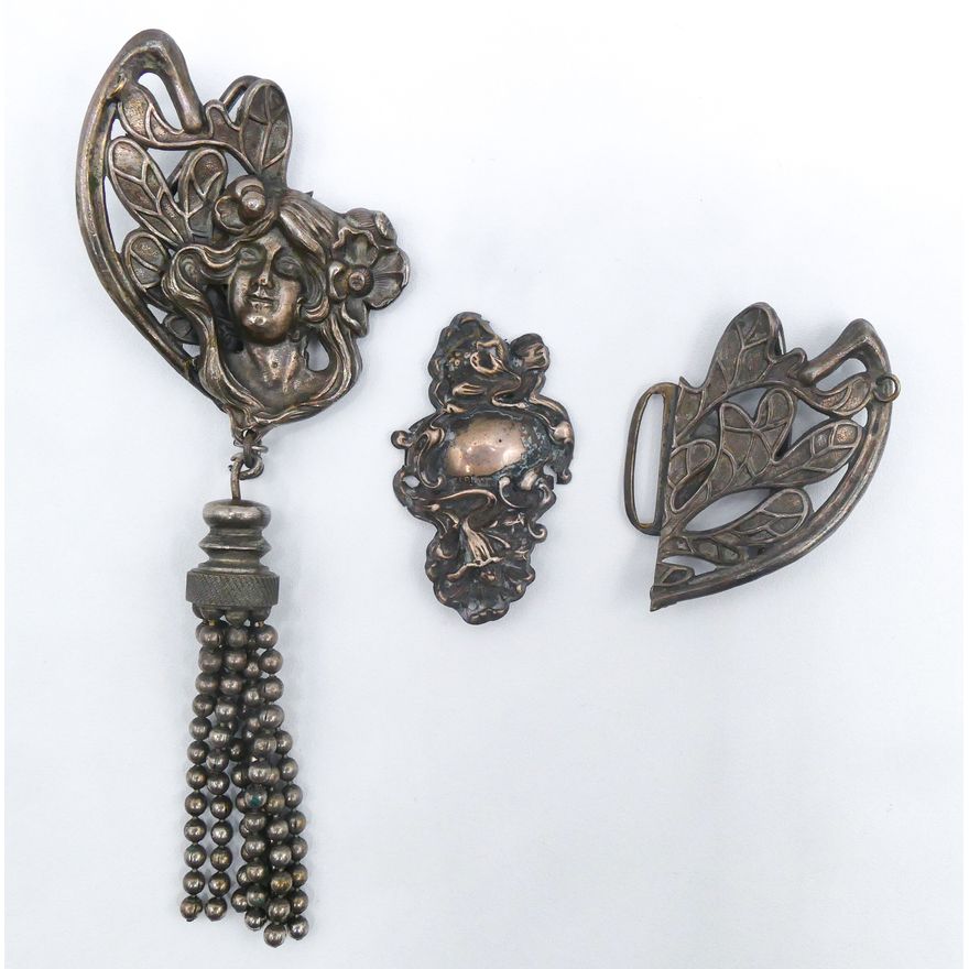 Box Art Nouveau Silver Fairy Buckle etc.