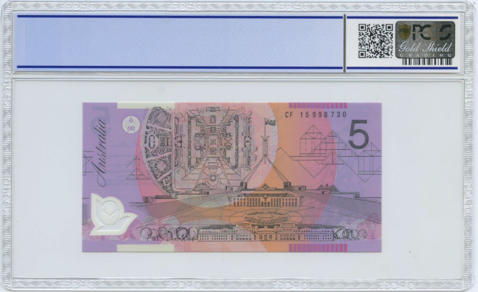 RBA, Polymer, NPA (w/o imprint), Sign.: G.R. Stevens & J.A. Fraser, Five Dollar, 2015, PCGS - Superb Gem UNC 68 PPQ