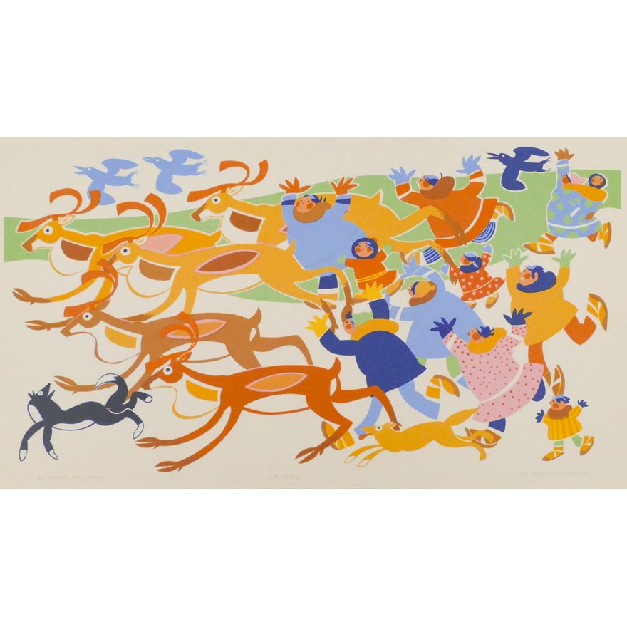 Rie Munoz ''Reindeer Roundup'' 1981 Signed Print 17.5''x26'' Sheet.