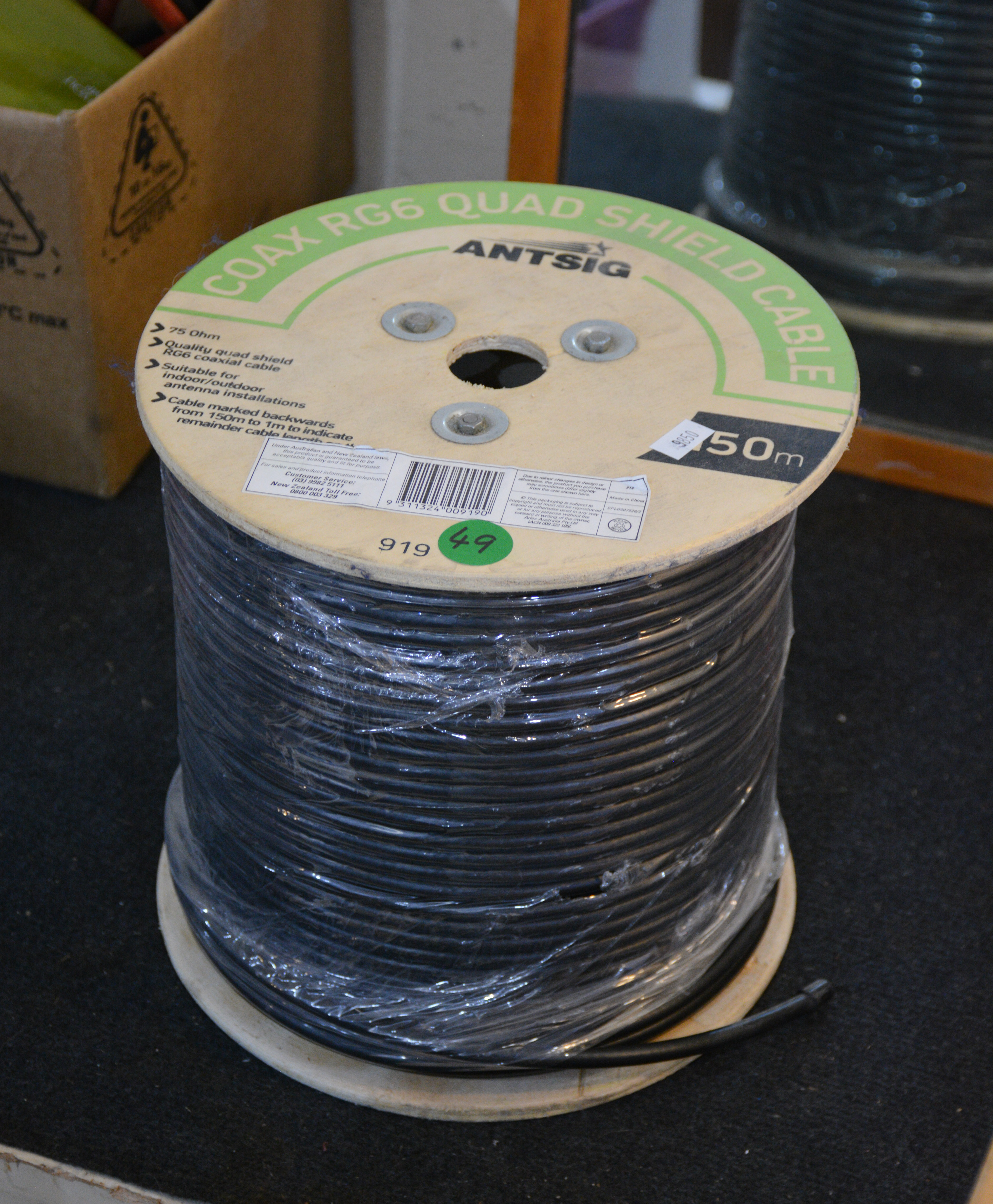 Reel of Coax RG 6 Quad Shield Cable - 150m — sold at auction in New Zealand for $60