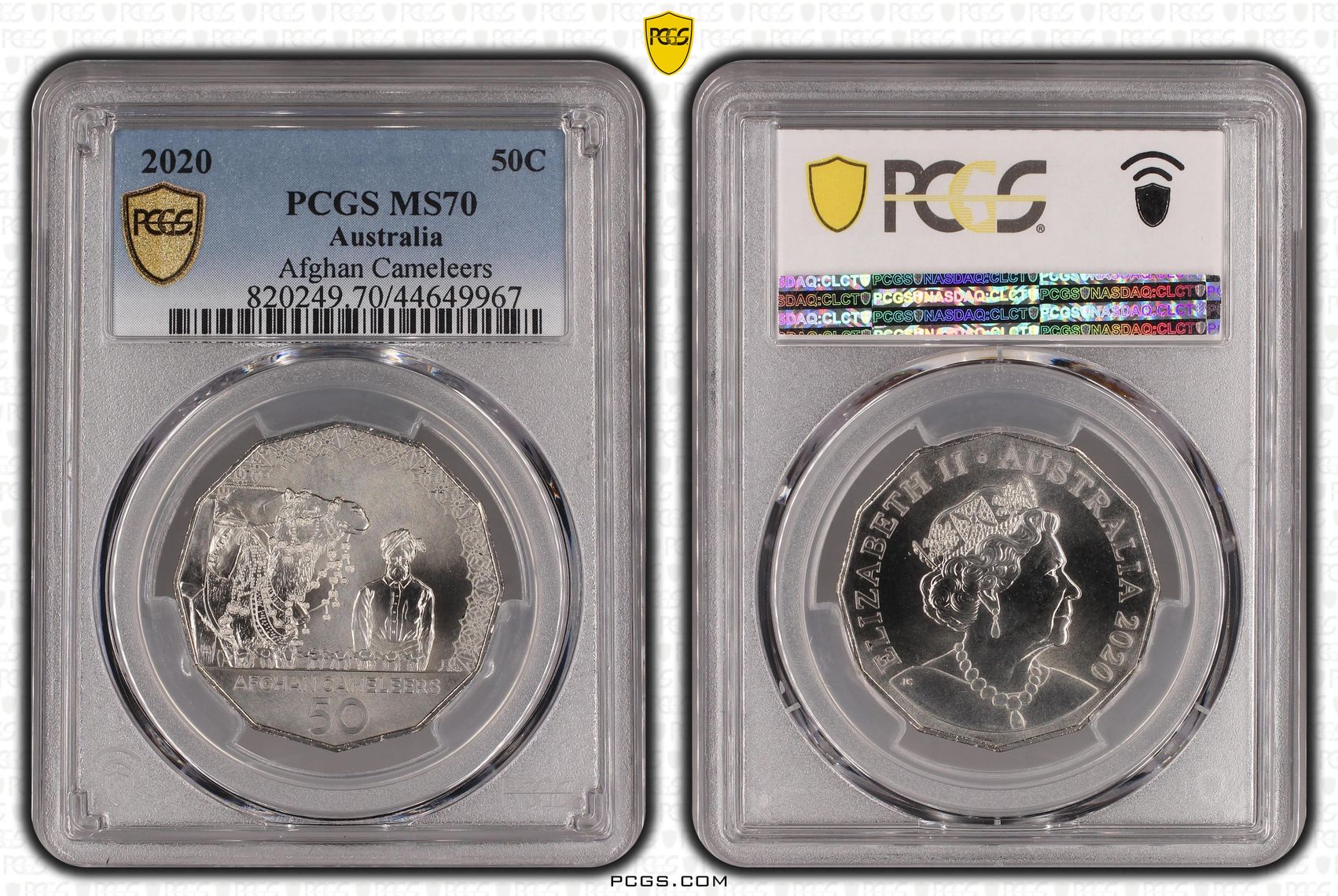 159 · 2020 Australia Fifty Cent, 50c Afghan Cameleers PCGS - MS70 POP 5/0 -967
