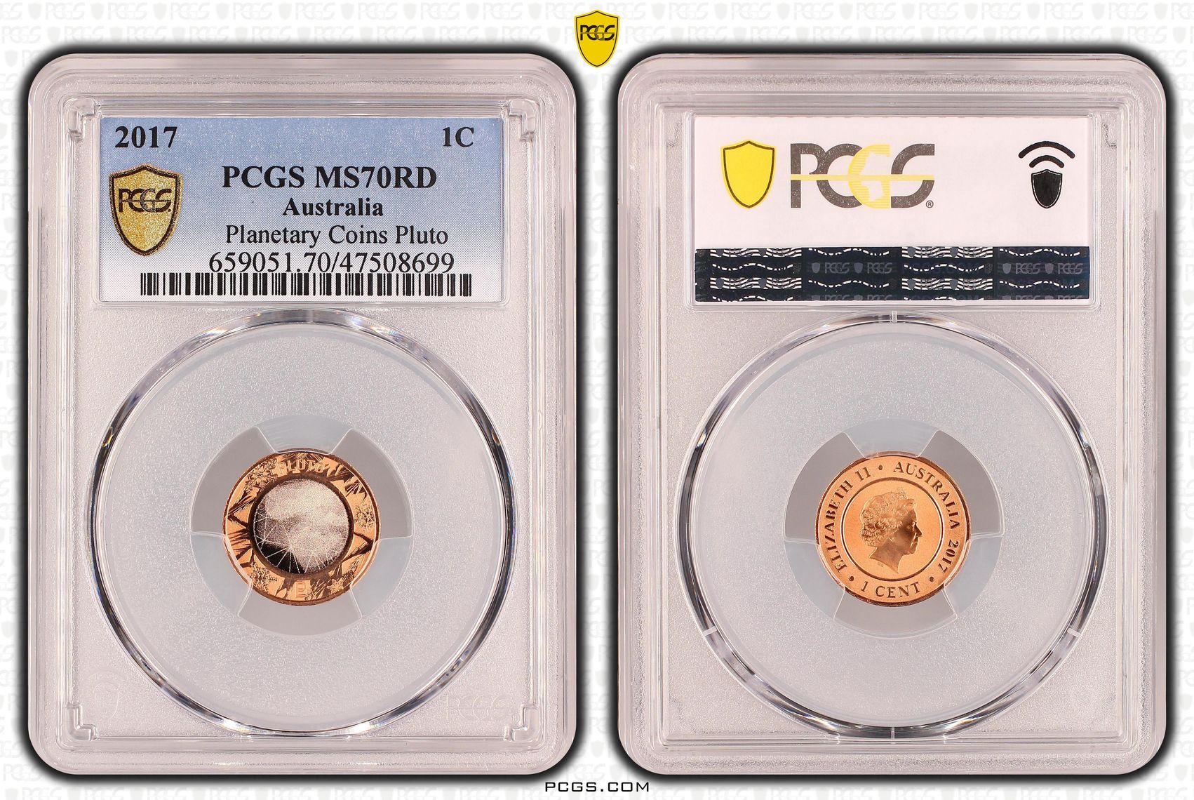Planetary Coins Pluto, One Cent, 2017, PCGS MS 70RD