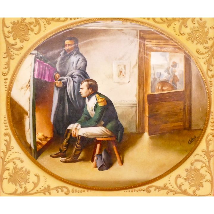 Salvador Mallol Spanish Porcelain Framed Napoleon Plaque- 15x16''