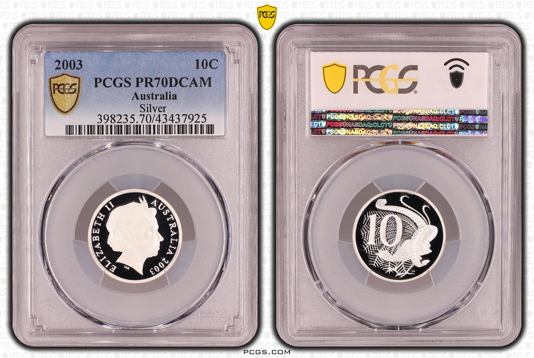 Elizabeth II, Silver, Ten Cent, PR70DCAM , 2003 PCGS POP - 15/0